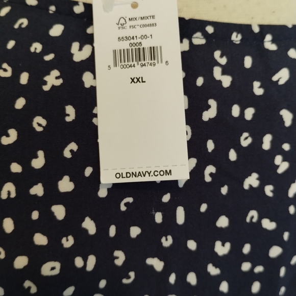 OLD NAVY Top XXL Ruched V Navy Print Tank Sleeveless - Picture 6 of 11